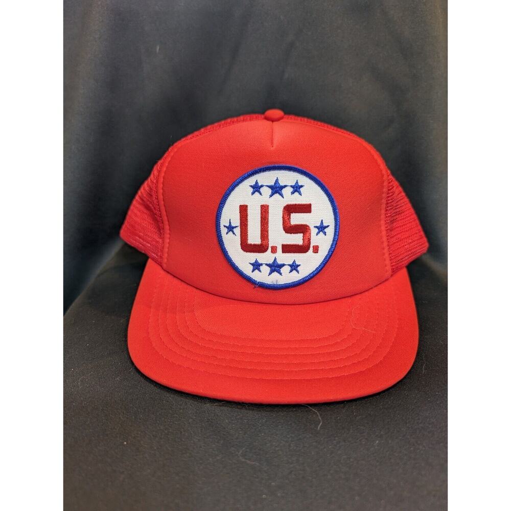 U.S. Patch Trucker Hat Mesh Snapback Baseball Cap Red One Size Fits All
